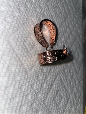 Copper Floral Engraved Hoop Earrings